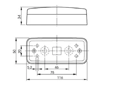 TALMU Lampa obrysowa boczna czerwona z odblaskiem 116mm - BA9s 45mm - Zdjęcie 2