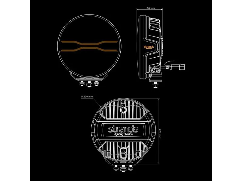 STRANDS FOR9T DRAGON DRIVE - Reflektor Dalekosiężny 14000lm 10-48V Ø220mm z Światłami Pozycyjnymi - Zdjęcie 10