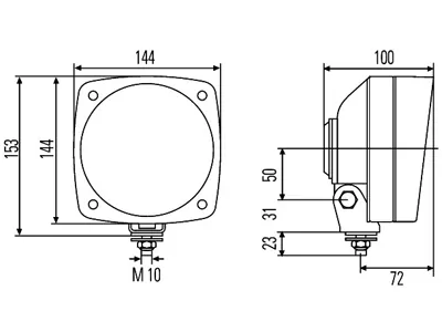 HELLA Reflektor przedni H4 144x144mm - obudowa plastikowa bez żarówki - Zdjęcie 2